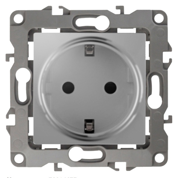 Розетка ЭРА 2P+E Schuko 16A-250В IP20 12, алюминий 12-2101-03