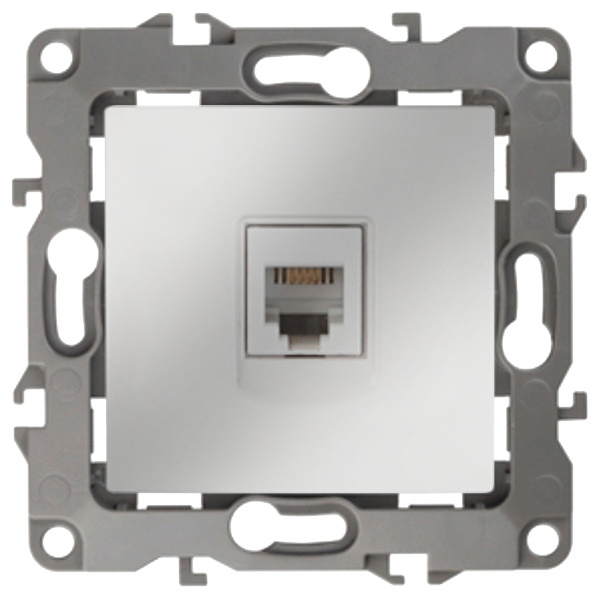 Розетка телефонная ЭРА RJ11 IP20 12, алюминий 12-3105-03