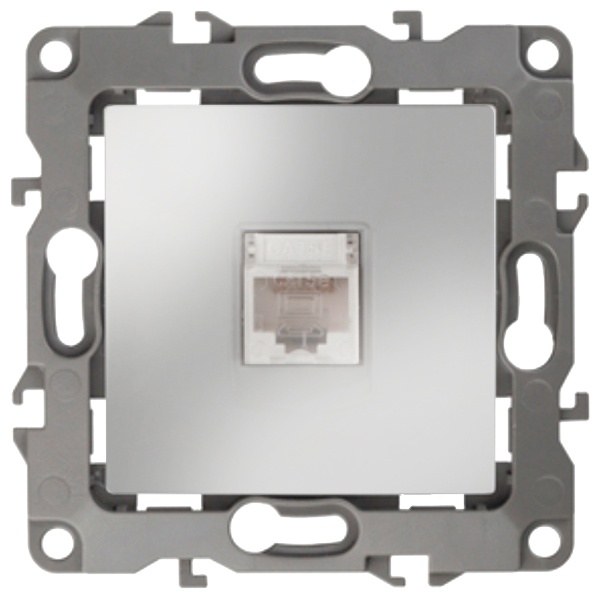 Розетка информационная ЭРА RJ45 кат.5е IP20 12, алюминий 12-3107-03