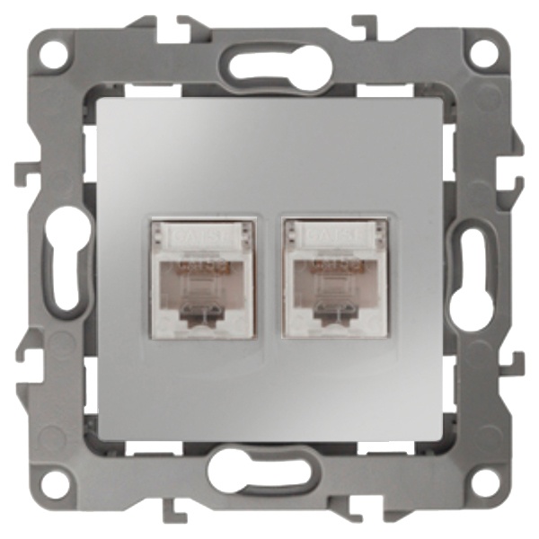 Розетка информационная двойная ЭРА 2XRJ45 кат.5е IP20 12, алюминий 12-3108-03
