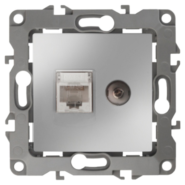 Розетка комбинированная ЭРА RJ45 кат.5е +TV IP20 12, алюминий 12-3110-03
