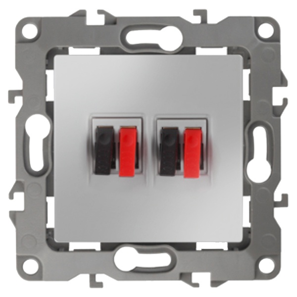 Розетка аудио двойная ЭРА IP20 12, алюминий 12-3112-03