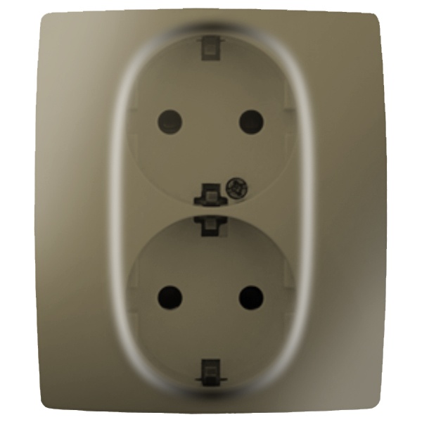Розетка ЭРА 2X2P+E Schuko со шторками 16A-250В IP20 12, шампань 12-2104-04