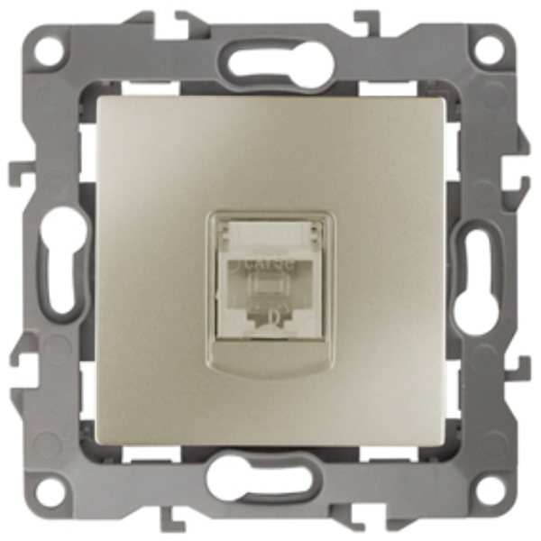 Розетка информационная ЭРА RJ45 кат.5е IP20 12, шампань 12-3107-04