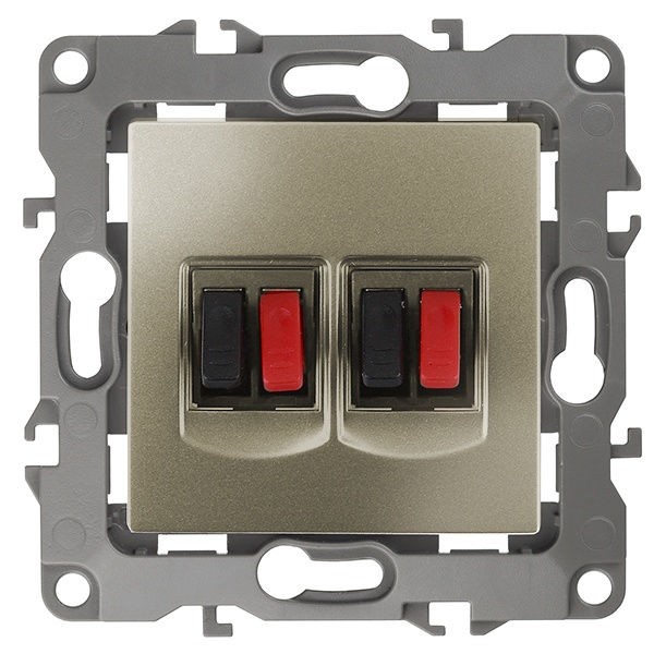 Розетка аудио двойная ЭРА IP20 12, шампань 12-3112-04