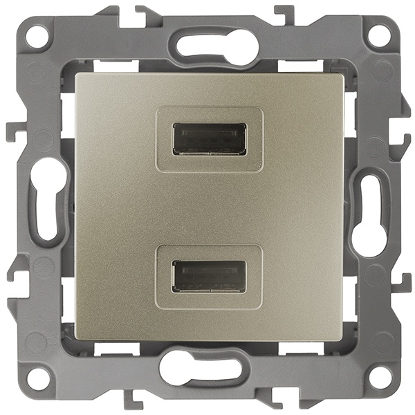 Устройство зарядное USB ЭРА 230В/5В-2100мА IP20 12, шампань 12-4110-04