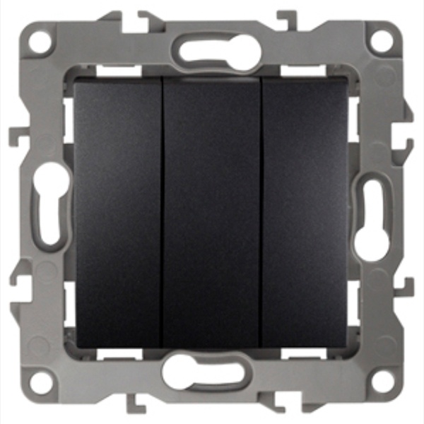 Выключатель тройной ЭРА 10АХ-250В IP20 12, антрацит 12-1107-05