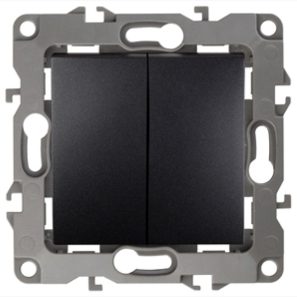 Переключатель двойной ЭРА 10АХ-250В IP20 12, антрацит 12-1106-05