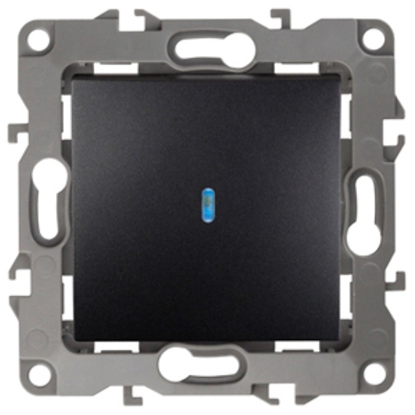 Выключатель с подсветкой ЭРА 10АХ-250В IP20 12, антрацит 12-1102-05