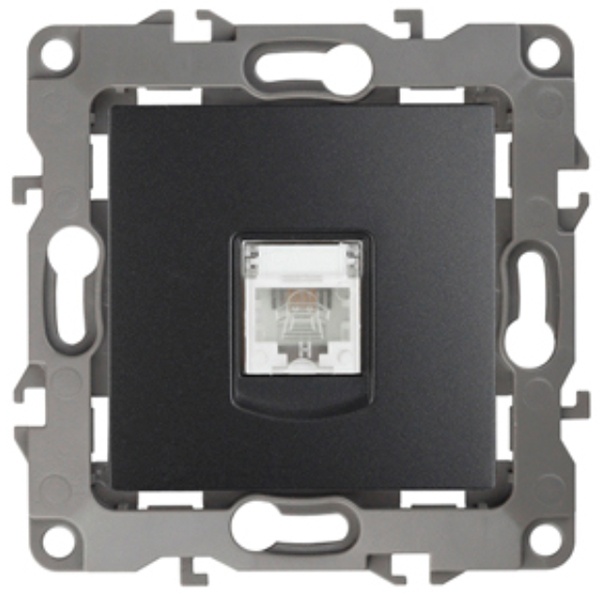 Розетка телефонная ЭРА RJ11 IP20 12, антрацит 12-3105-05