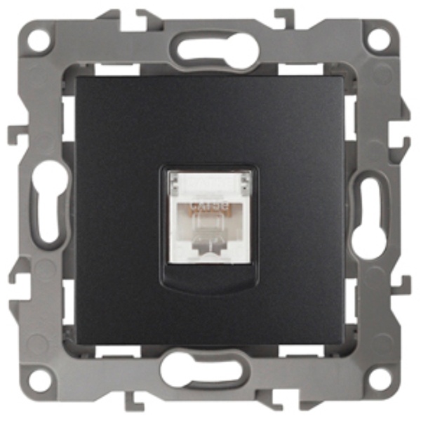 Розетка информационная ЭРА RJ45 кат.5е IP20 12, антрацит 12-3107-05