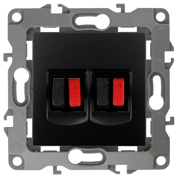 Розетка аудио двойная ЭРА IP20 12, антрацит 12-3112-05