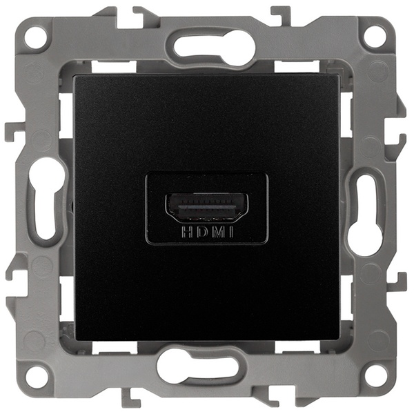 Розетка ЭРА HDMI IP20 12, антрацит 12-3114-05