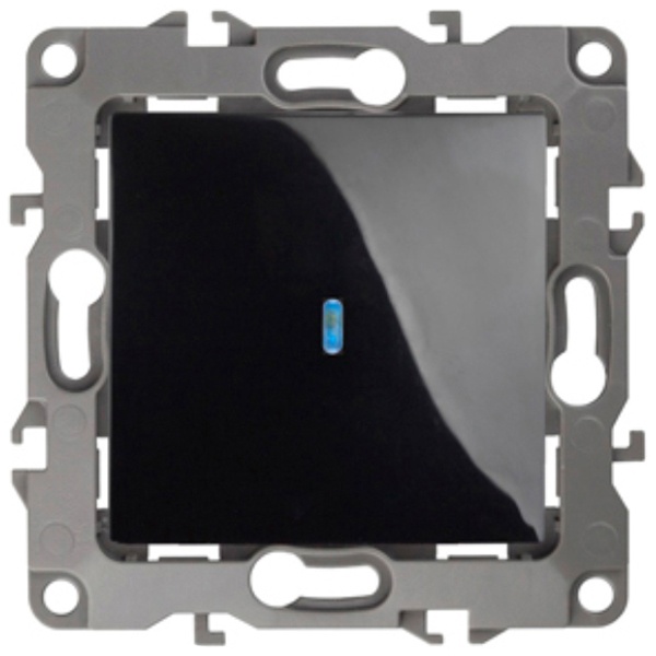 Выключатель с подсветкой ЭРА 10АХ-250В IP20 12, черный 12-1102-06