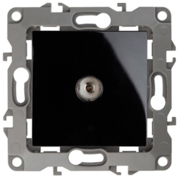 Розетка ЭРА TV проходная IP20 12, черный 12-3102-06