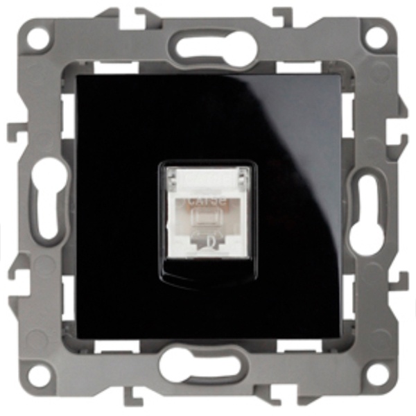 Розетка информационная ЭРА RJ45 кат.5е IP20 12, черный 12-3107-06