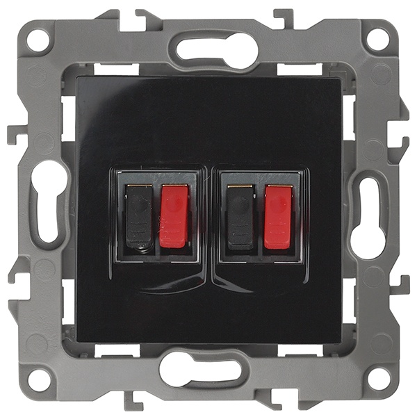 Розетка аудио двойная ЭРА IP20 12, черный 12-3112-06