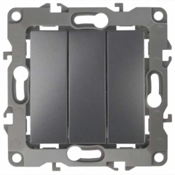 Выключатель тройной ЭРА 10АХ-250В IP20 12, графит 12-1107-12