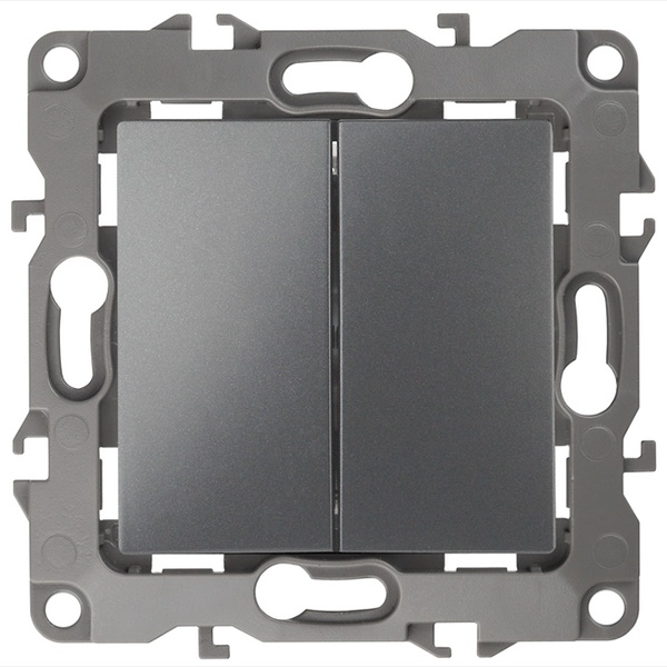 Переключатель двойной ЭРА 10АХ-250В IP20 12, графит 12-1106-12