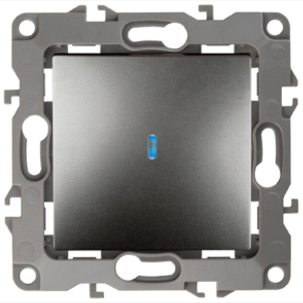 Выключатель с подсветкой ЭРА 10АХ-250В IP20 12, графит 12-1102-12