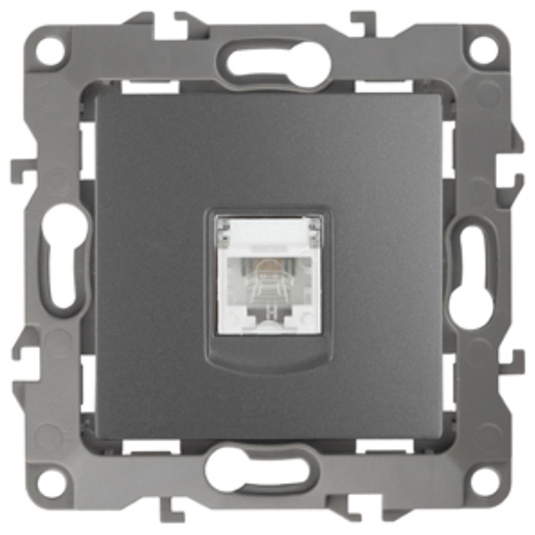 Розетка телефонная ЭРА RJ11 IP20 12, графит 12-3105-12