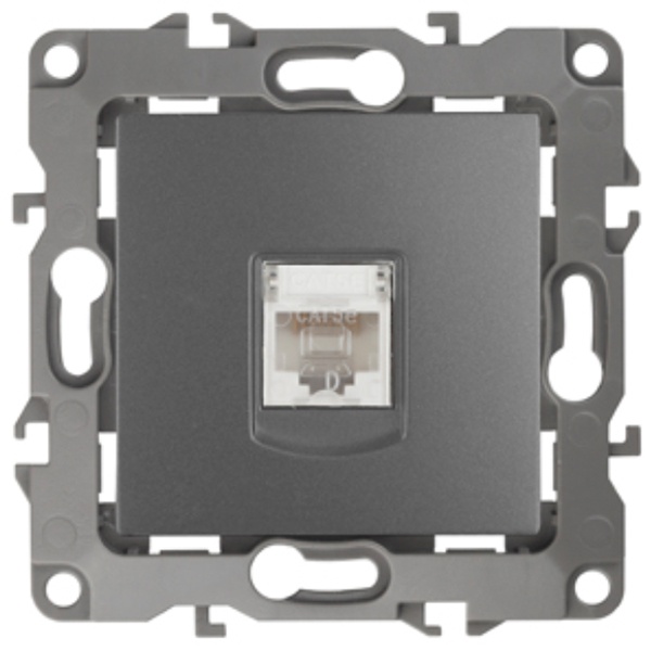 Розетка информационная ЭРА RJ45 кат.5е IP20 12, графит 12-3107-12
