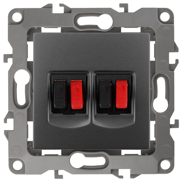 Розетка аудио двойная ЭРА IP20 12, графит 12-3112-12