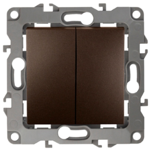Выключатель двойной ЭРА 10АХ-250В IP20 без лапок 12, бронза 12-1004-13