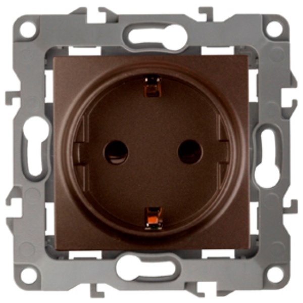 Розетка ЭРА 2P+E Schuko 16A-250В IP20 12, бронза 12-2101-13