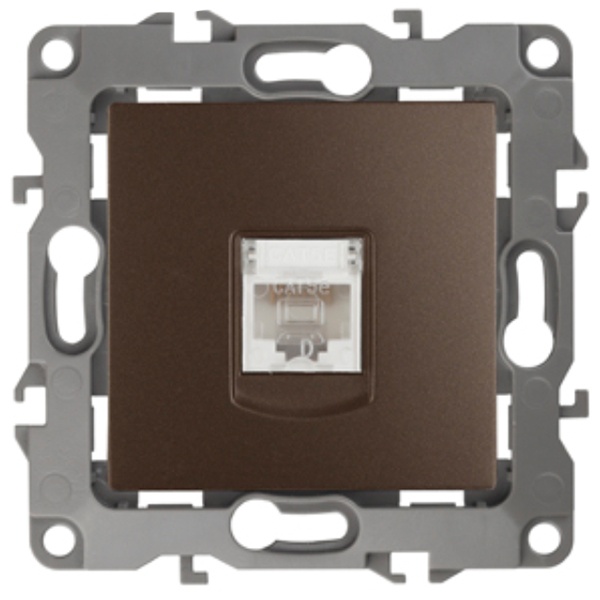 Розетка информационная ЭРА RJ45 кат.5е IP20 12, бронза 12-3107-13