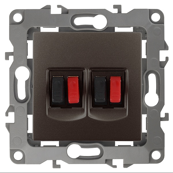 Розетка аудио двойная ЭРА IP20 12, бронза 12-3112-13