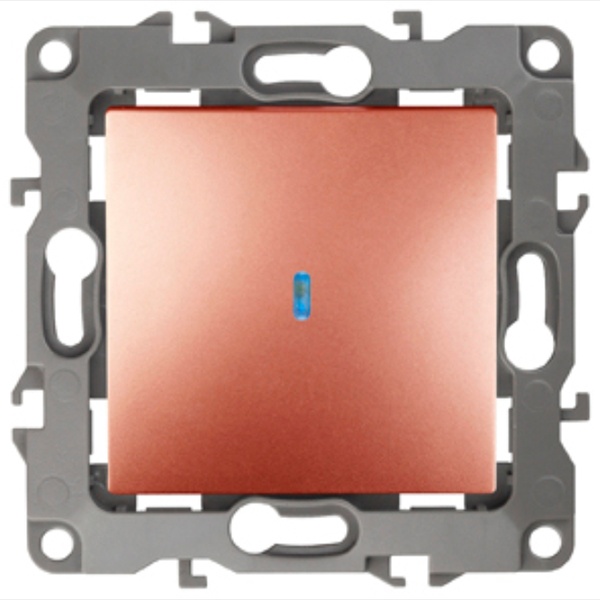 Выключатель с подсветкой ЭРА 10АХ-250В IP20 12, медь 12-1102-14