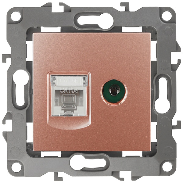 Розетка комбинированная ЭРА RJ45 кат.5е +TV IP20 12, медь 12-3110-14