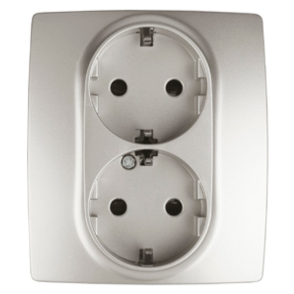Розетка ЭРА 2X2P+E Schuko со шторками 16A-250В IP20 12, перламутр 12-2104-15