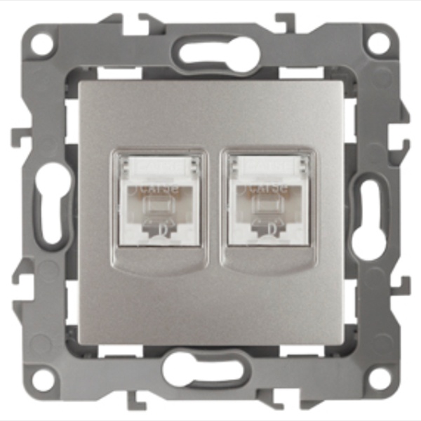 Розетка информационная двойная ЭРА 2XRJ45 кат.5е IP20 12, перламутр 12-3108-15