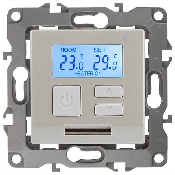 Терморегулятор универс. ЭРА 230В-Imax16А IP20 12, перламутр 12-4111-15