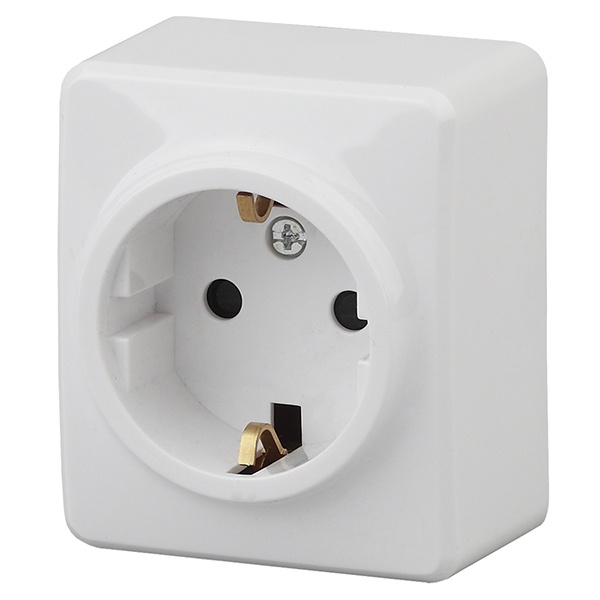 Накладная розетка ЭРА Эксперт 2P+E Schuko со шторками 16A-250В IP20 белый 11-2204-01