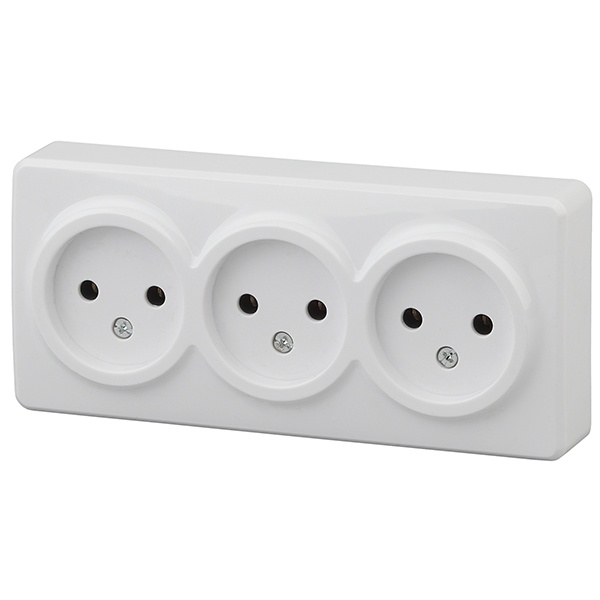 Накладная розетка ЭРА Эксперт 3х2P 16A-250В IP20 белый 11-2207-01