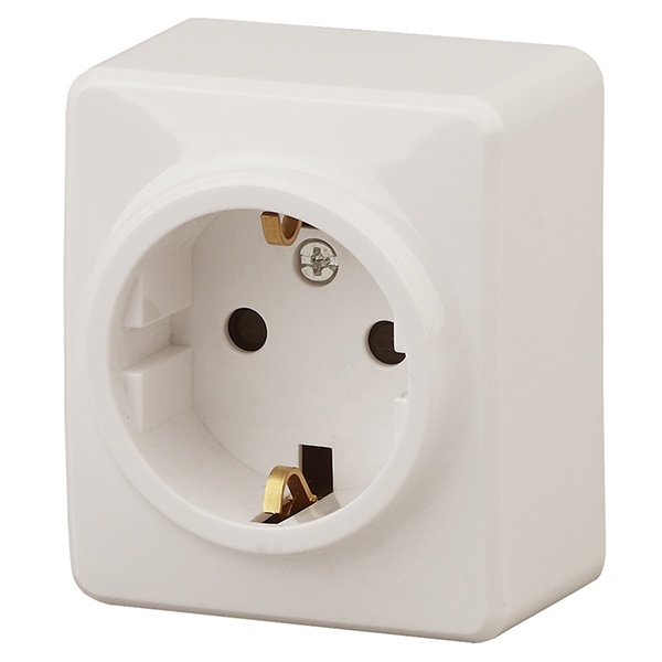 Накладная розетка ЭРА Эксперт 2P+E Schuko 16A-250В IP20 слоновая кость 11-2203-02 (бежевый)