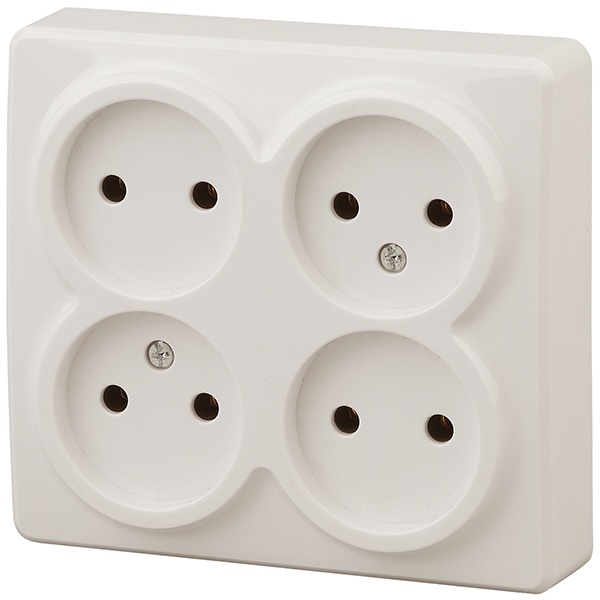 Накладная розетка ЭРА Эксперт 4х2P 16A-250В IP20 слоновая кость 11-2210-02 (бежевый)