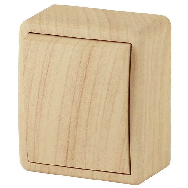 Накладной выключатель одноклавишный ЭРА Эксперт 10АХ-250В IP20 сосна 11-1201-11