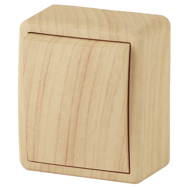 Накладной переключатель одноклавишный ЭРА Эксперт 10АХ-250В IP20 сосна 11-1203-11