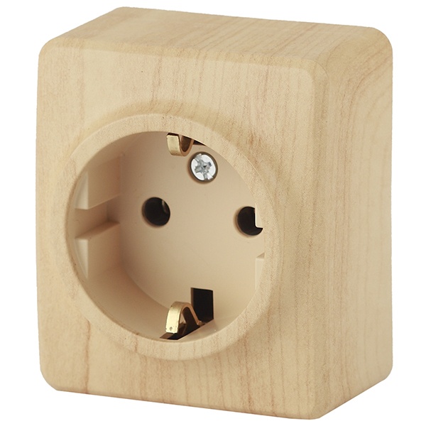 Накладная розетка ЭРА Эксперт 2P+E Schuko 16A-250В IP20 сосна 11-2203-11