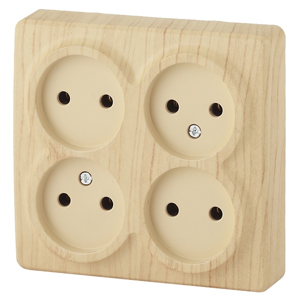 Накладная розетка ЭРА Эксперт 4х2P 16A-250В IP20 сосна 11-2210-11