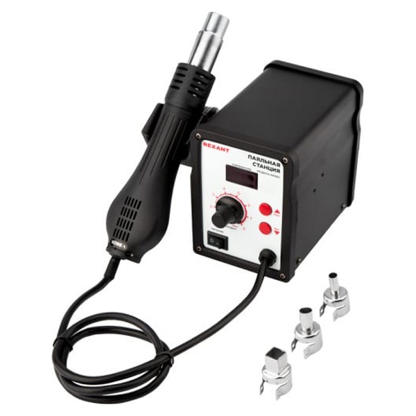 Паяльная станция Rexant 220В 40/580Вт 100-480°С (паяльник + фен) R852