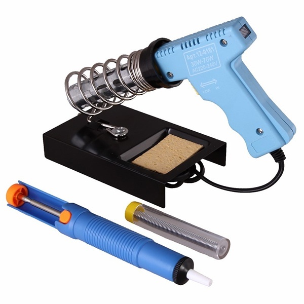 Набор для пайки №5 Rexant (паяльник импульсный 30/70Вт, оловоотсос, подставка, припой)