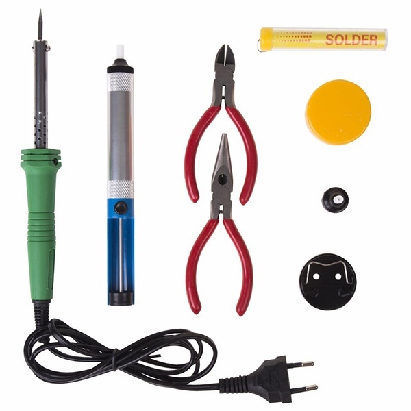 Набор для пайки №13 Rexant (паяльник 30Вт, подставка, канифоль, припой, бокорезы, тонкогубцы)