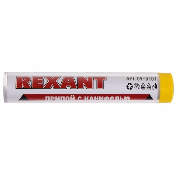 Припой с канифолью Rexant 10г d1.0мм (Sn60 Pb40 Flux 2.2 %)