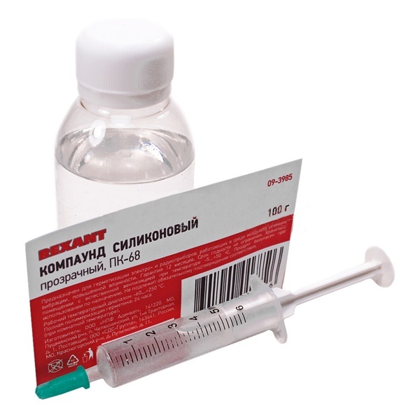 Компаунд силиконовый прозрачный Rexant ПК-68 (двухкомпонентный) 106 г