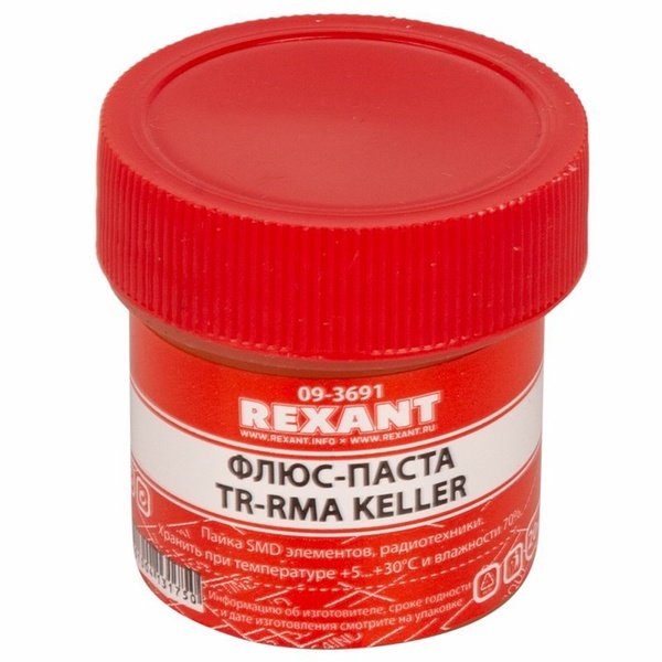 Флюс для пайки Rexant, паста TR-RMA Keller, 20мл, банка